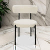 Aeon 22 Inch Set of 2 Dining Chairs, Black Metal Frame, Off White Boucle By Casagear Home