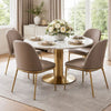 20 Inch Set of 2 Dining Chairs, Brass Tubular Frame, Taupe Faux Leather