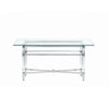 Mase 60 Inch Dining Server Sideboard Table Glass Top Stainless Steel Frame BM306024