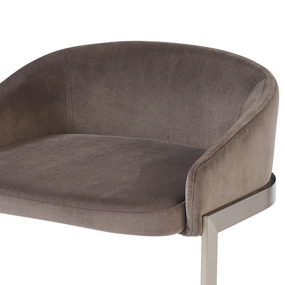 Xone 29 inch Set of 2 Modern Barstools Curved Fabric Metal Base Brown BM306027