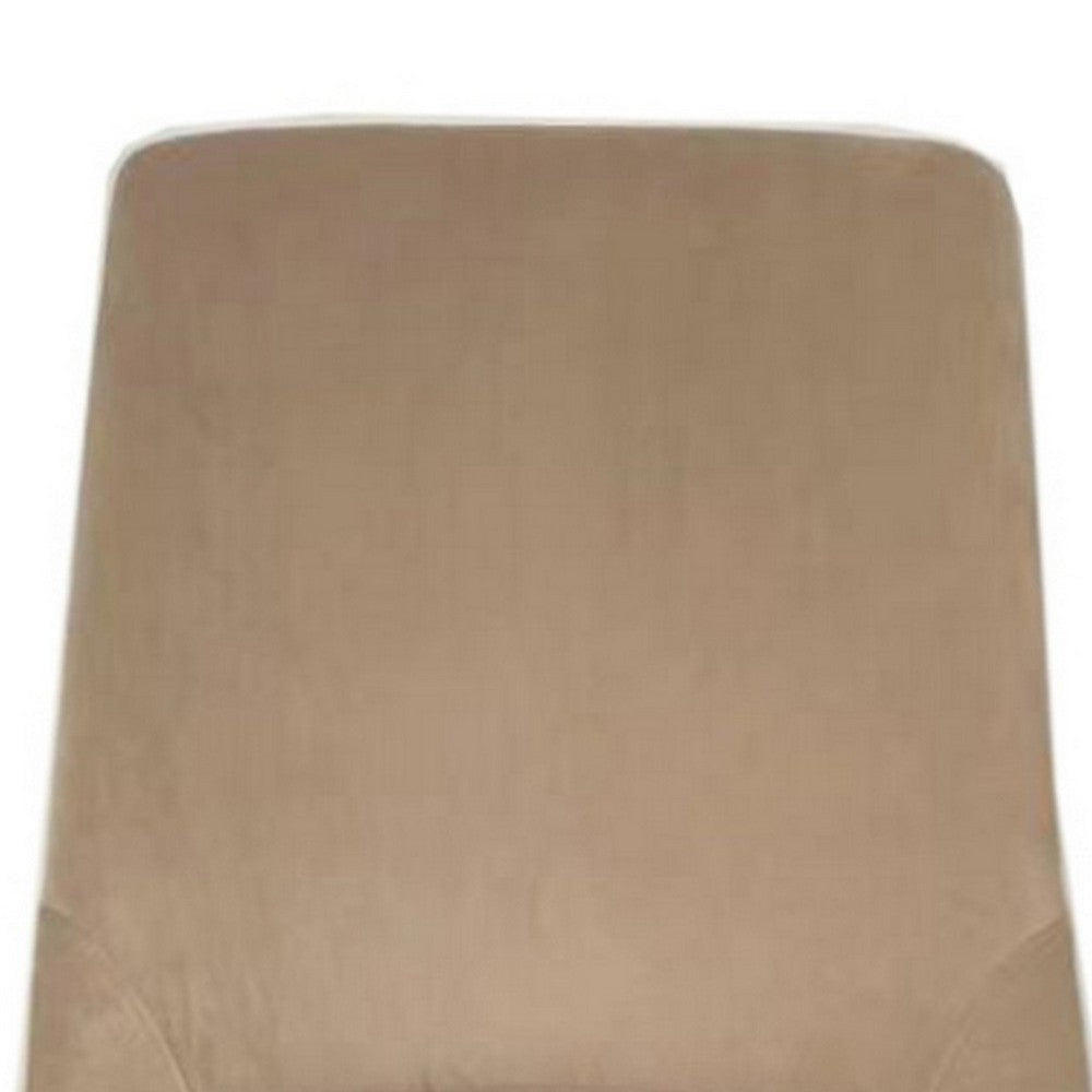 Wils 20 Inch Set of 2 Dining Chairs Beige Velvet Black Tapered Metal Legs