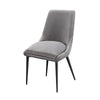 Wils 20 Inch Set of 2 Dining Chairs Gray Velvet Black Tapered Metal Legs