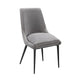 Wils 20 Inch Set of 2 Dining Chairs, Gray Velvet, Black Tapered Metal Legs
