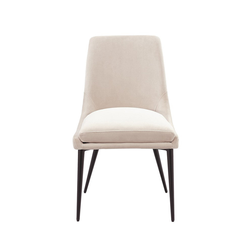 Wils 20 Inch Set of 2 Dining Chairs Cream Velvet Gold Tapered Metal Legs