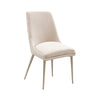 Wils 20 Inch Set of 2 Dining Chairs, Cream Velvet, Gold Tapered Metal Legs