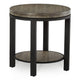 Cyon 24 Inch Round Side End Table, Black Metal Frame, Gray Wood, Open Shelf
