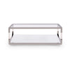 Jape 48 Inch Rectangular Coffee Table Glass Steel Clear Acrylic White BM306045