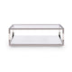 Jape 48 Inch Rectangular Coffee Table Glass Steel Clear Acrylic White BM306045