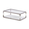 Jape 48 Inch Rectangular Coffee Table Glass Steel Clear Acrylic White BM306045