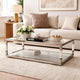 Jape 48 Inch Rectangular Coffee Table, Glass, Steel, Clear Acrylic, White