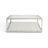 Jape 47 Inch Square Coffee Table Glass Stainless Steel Clear Acrylic BM306046