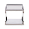 Jape 22 Inch Square Side End Table Glass Stainless Steel Acrylic White BM306047