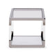 Jape 22 Inch Square Side End Table Glass Stainless Steel Acrylic White BM306047