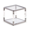Jape 22 Inch Square Side End Table Glass Stainless Steel Acrylic White BM306047