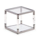 Jape 22 Inch Square Side End Table Glass Stainless Steel Acrylic White BM306047