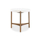 Leyu 23 Inch Round Side End Table White Concrete Top Bronze Tripod Base BM306050