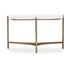 Leyu 51 Inch Curved Console Sofa Table White Concrete Top Bronze Base BM306051