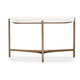 Leyu 51 Inch Curved Console Sofa Table White Concrete Top Bronze Base BM306051