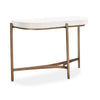 Leyu 51 Inch Curved Console Sofa Table, White Concrete Top, Bronze Base