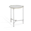 Mase 24 Inch Round Side End Table Glass Top Acrylic Legs Steel Frame BM306053