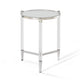 Mase 24 Inch Round Side End Table Glass Top Acrylic Legs Steel Frame BM306053