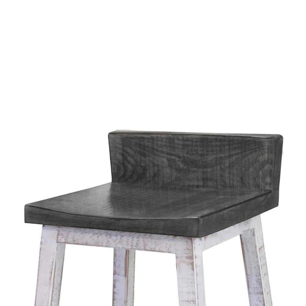 Suga 24 Inch Farmhouse Counter Height Stool Solid Pine Wood Ivory Gray By Casagear Home BM306130