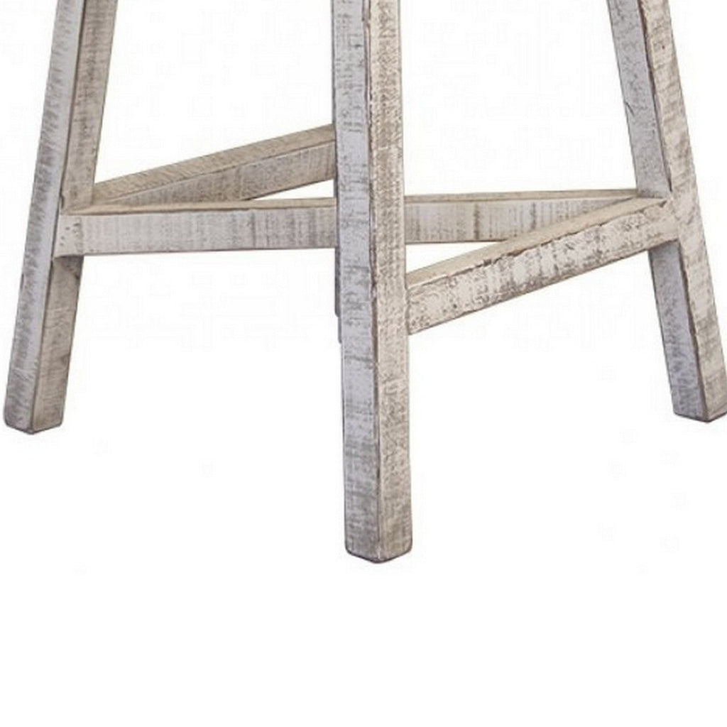 Suga 24 Inch Farmhouse Counter Height Stool Solid Pine Wood Ivory Gray By Casagear Home BM306130