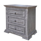 Siya 32 Inch Nightstand 3 Drawers Distressed Gray Pine Wood Molded Design By Casagear Home BM306499