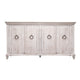 Cip 74 Inch 4 Door Console Table with Fixed Shelf Distressed Ivory Pine By Casagear Home BM306518