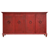 Cip 74 Inch 4 Door Console Table Fixed Shelf Distressed Red Pine Wood By Casagear Home BM306521