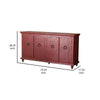 Cip 74 Inch 4 Door Console Table Fixed Shelf Distressed Red Pine Wood By Casagear Home BM306521