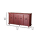 Cip 74 Inch 4 Door Console Table Fixed Shelf Distressed Red Pine Wood By Casagear Home BM306521