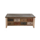 Fena 50 Inch 8 Drawer Coffee Table Lift Top Multicolor Distress Pine Wood By Casagear Home BM306540