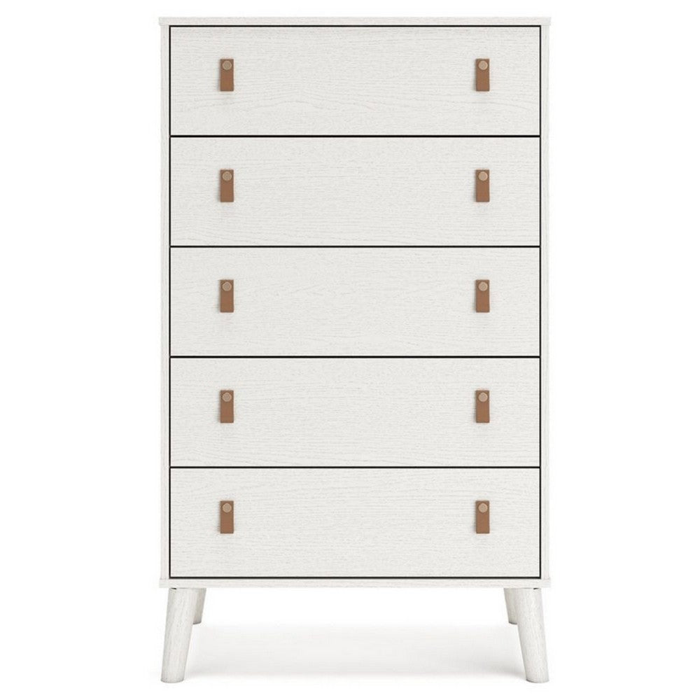Ashley Nina 51’’ 5 Drawer Tall Dresser Chest Brown Handles White BM306606