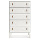 Ashley Nina 51’’ 5 Drawer Tall Dresser Chest Brown Handles White BM306606