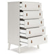 Ashley Nina 51’’ 5 Drawer Tall Dresser Chest Brown Handles White BM306606