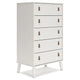 Ashley Nina 51" 5 Drawer Tall Dresser Chest, Brown Handles, White