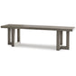 Gif 64 Inch Dining Bench, Geometric Pedestal Legs, Weathered Gray Finish By Casagear Home