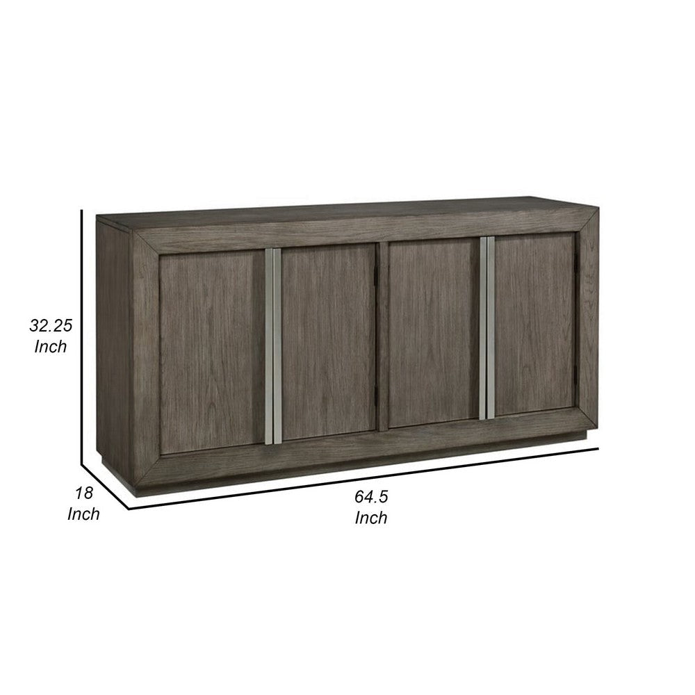 65 Inch Sideboard Buffet Server 2 Double Door Cabinets Weathered Gray By Casagear Home BM306625