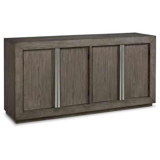 65 Inch Sideboard Buffet Server, 2 Double Door Cabinets, Weathered Gray By Casagear Home