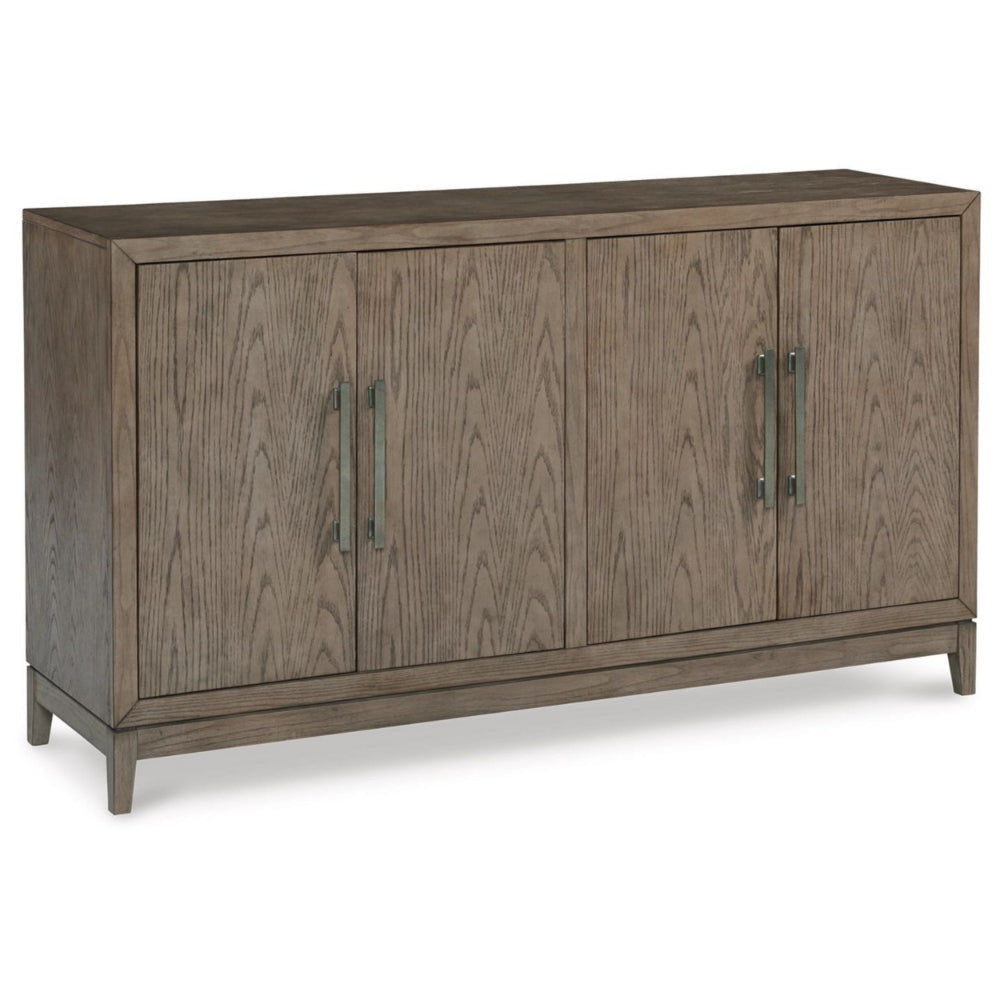 64 Inch Sideboard Buffet Server, 2 Double Door Cabinets, Rustic Brown By Casagear Home