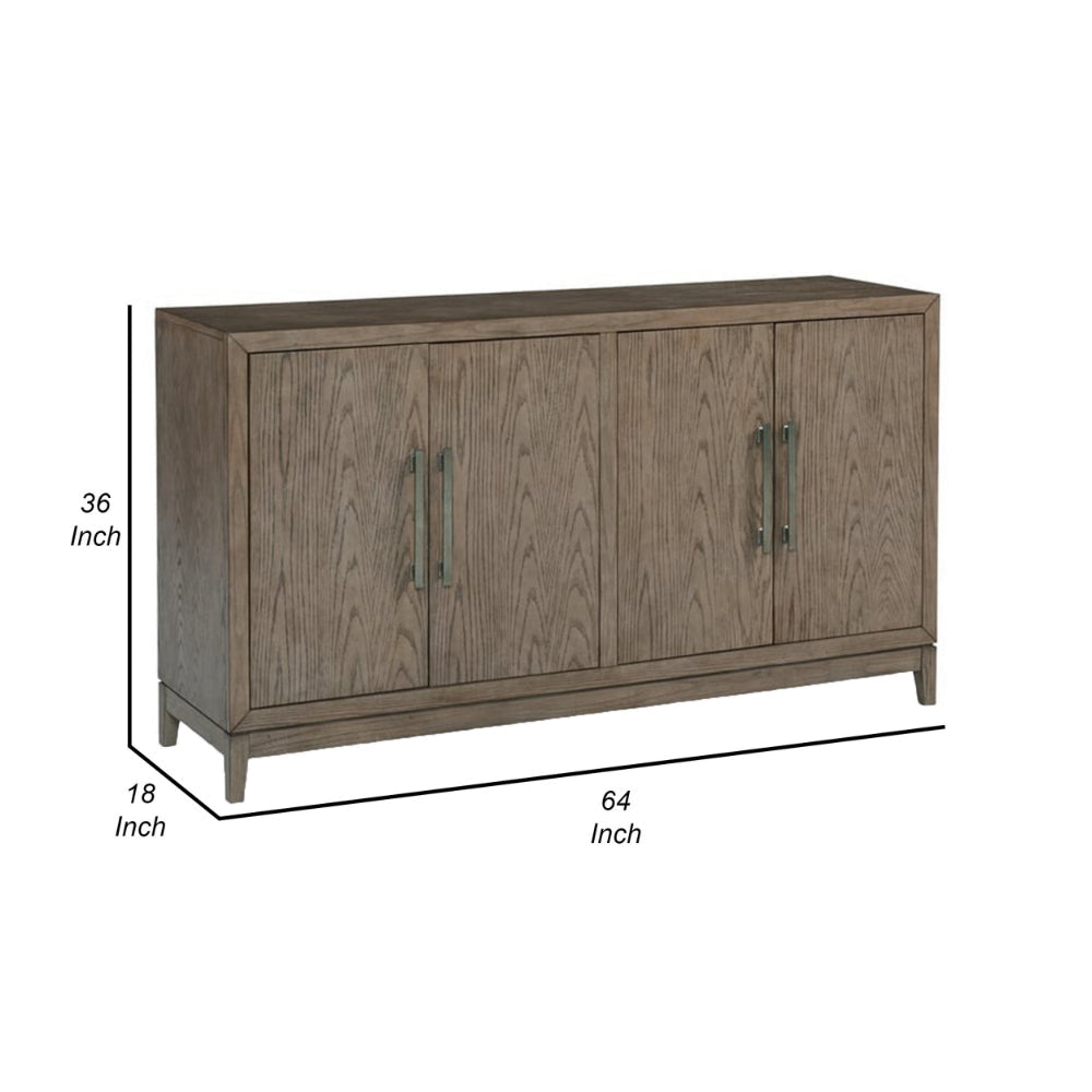 64 Inch Sideboard Buffet Server 2 Double Door Cabinets Rustic Brown By Casagear Home BM306626