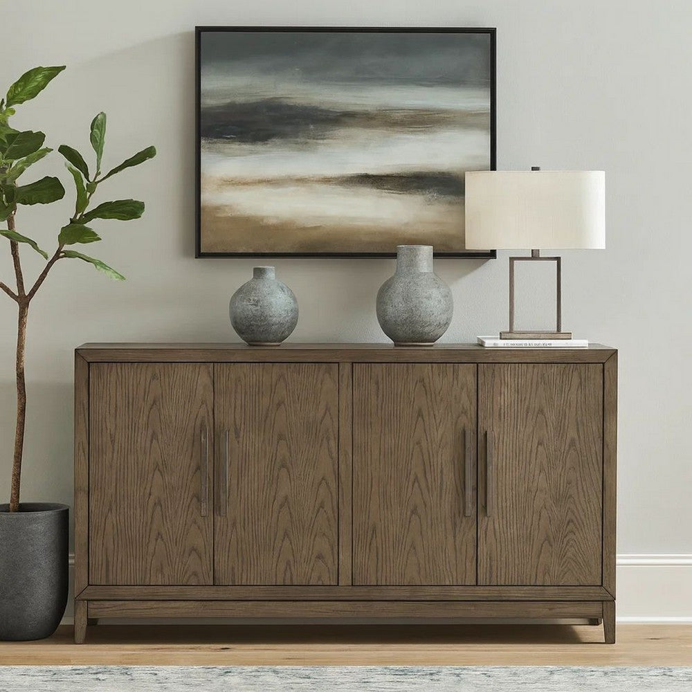 Ashley 64" Sideboard Buffet Server, 2 Cabinets, Rustic Brown