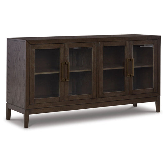 Ashley 60" Sideboard Display Server, 2 Double Door Cabinets, Brown