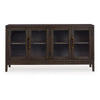 60 Inch Sideboard Display Server 2 Glass Double Door Cabinets Dark Brown By Casagear Home BM306627