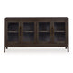 60 Inch Sideboard Display Server 2 Glass Double Door Cabinets Dark Brown By Casagear Home BM306627