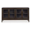 60 Inch Sideboard Display Server 2 Glass Double Door Cabinets Dark Brown By Casagear Home BM306627