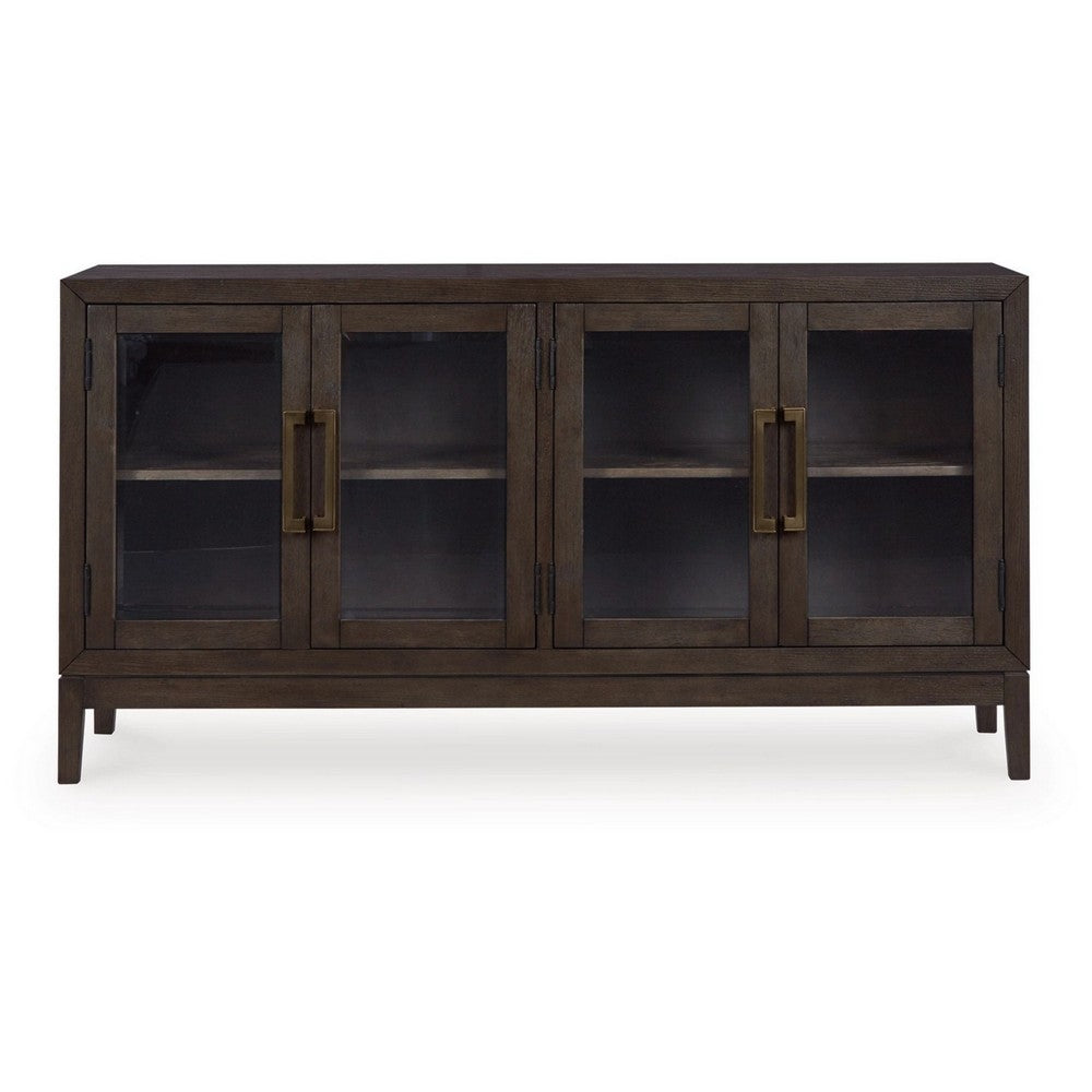 Ashley 60" Sideboard Display Server, 2 Double Door Cabinets, Brown