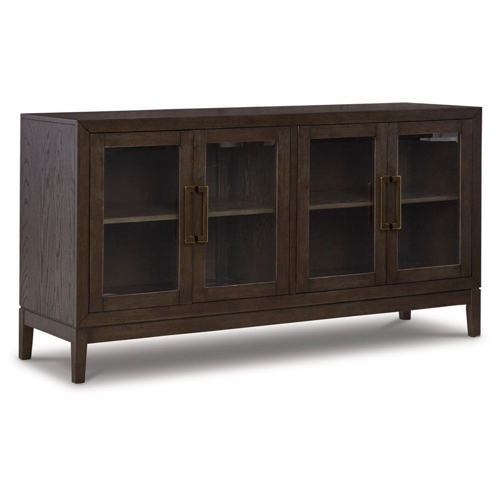 Ashley 60" Sideboard Display Server, 2 Double Door Cabinets, Brown