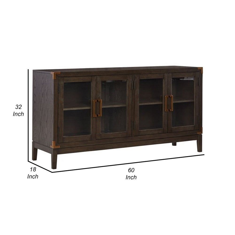 Ashley 60" Sideboard Display Server, 2 Double Door Cabinets, Brown